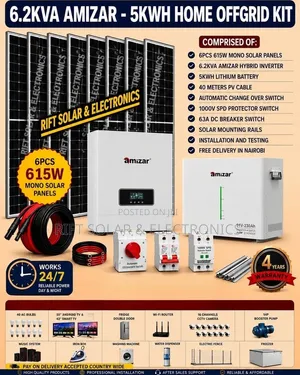 6.2kva Amizar - 5.12kwh Lithium - (6)615W Solar - Free Installation