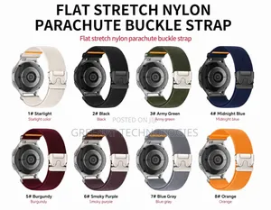 Army 22mm Flat Stretch Nylon Parachute Buckle Smart Watch Strap Nylon