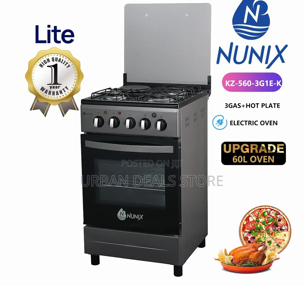 Nunix 3+1 Standing Cooker With Electric Oven