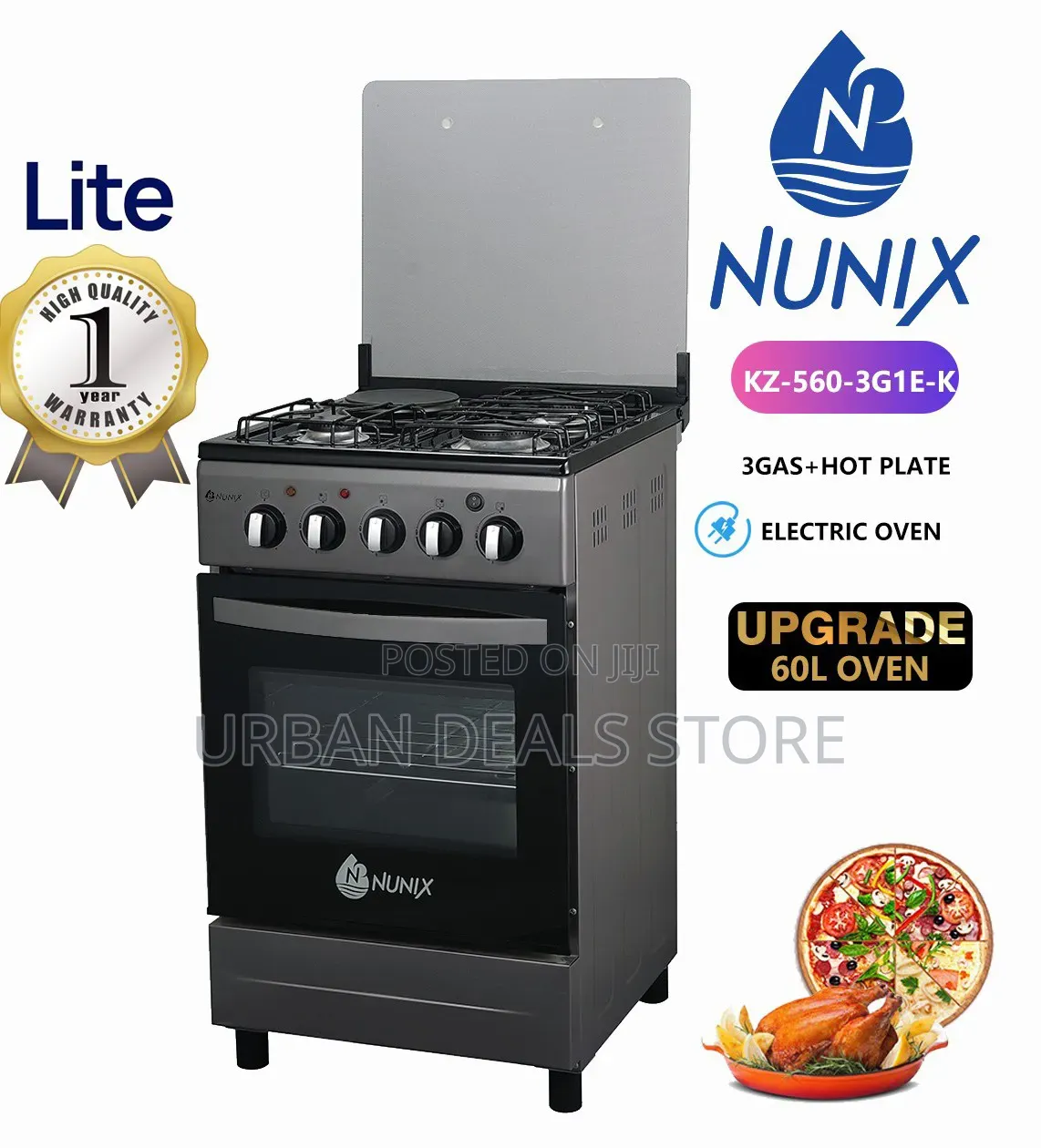 Nunix 3+1 Standing Cooker With Electric Oven