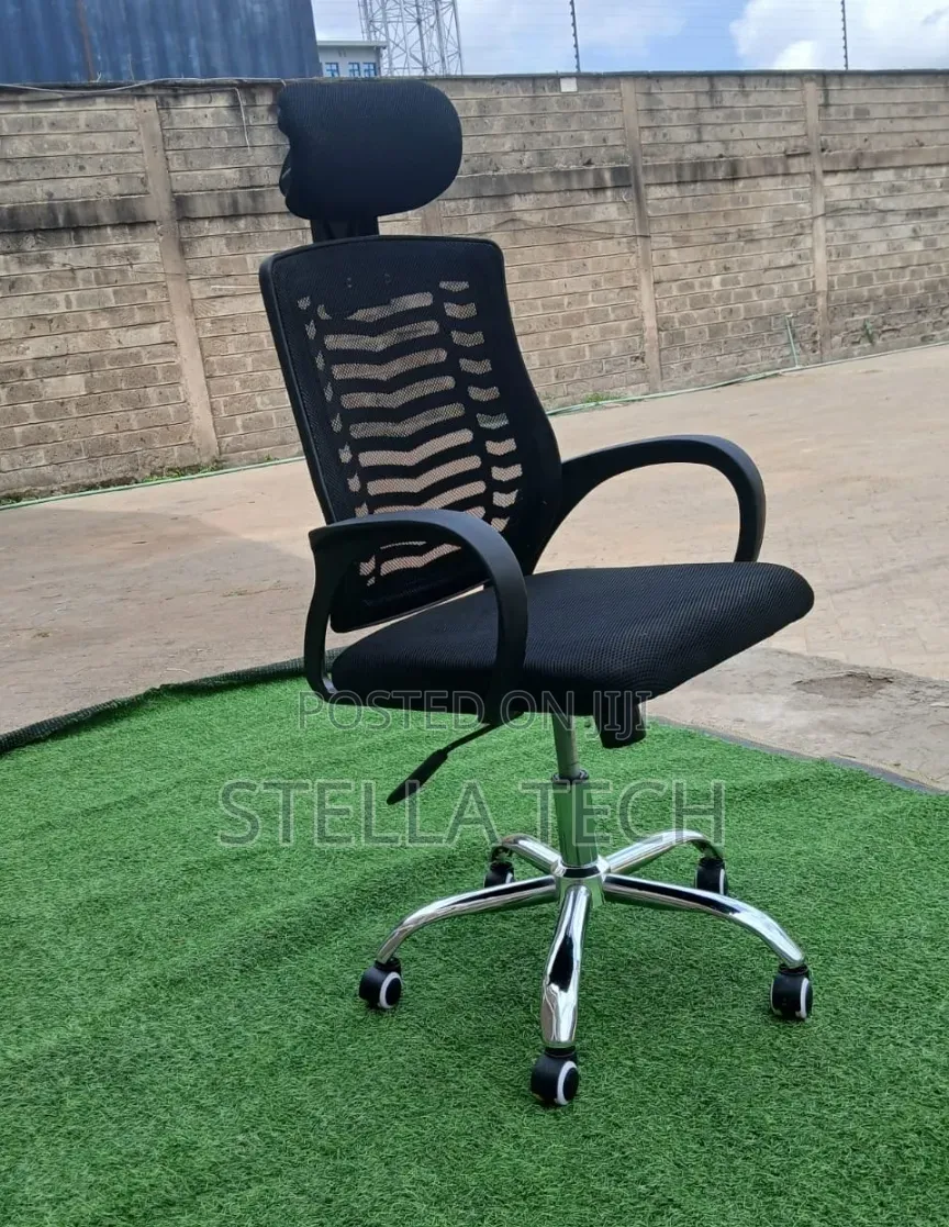 Secretarial Mesh Office Chair With Headrest