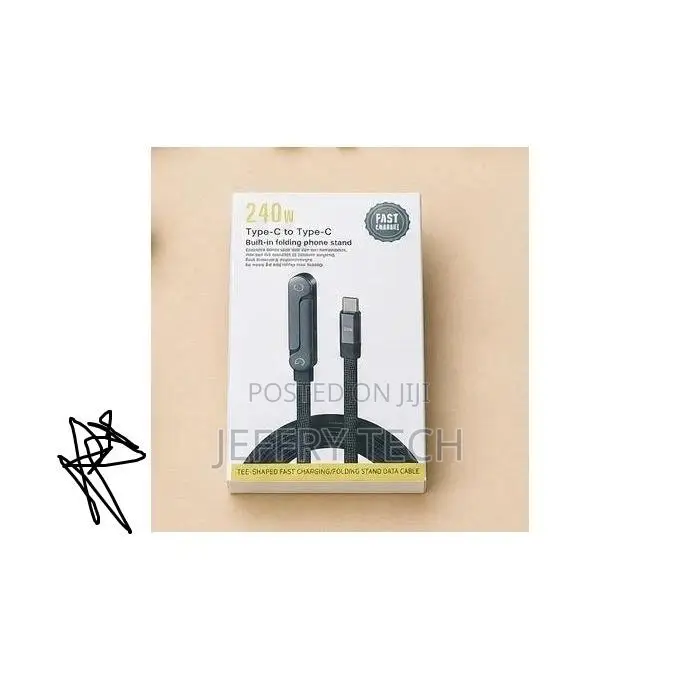 240W Type-C to Type-C Fast Charging Cable With Built-in Folding Phone