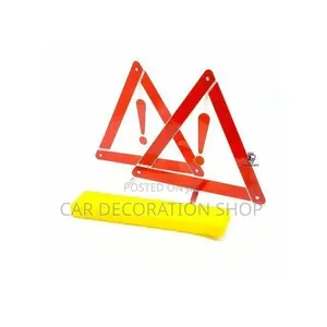 2pc Red Triangular Life Saver Sign With Prominent Exclamation Symbol