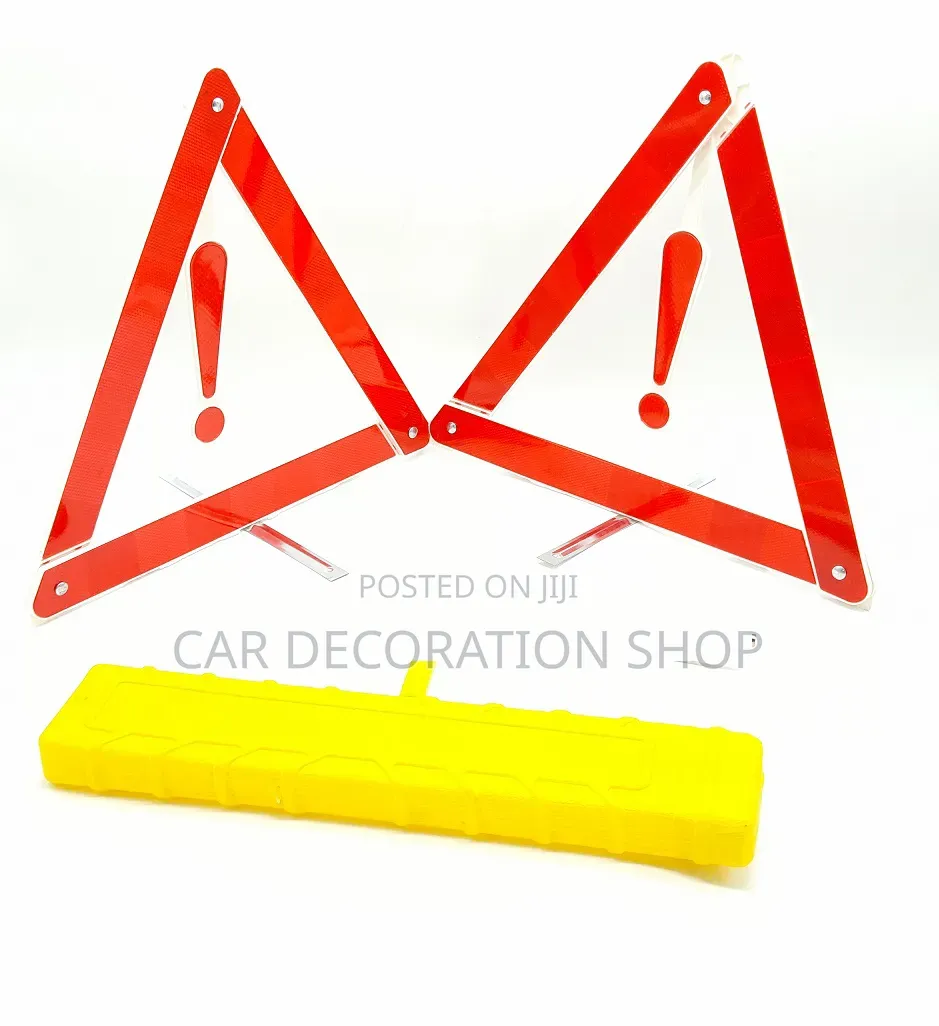 2pc Red Triangular Life Saver Sign With Prominent Exclamation Symbol