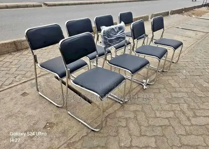 Black Visitor Chairs With Chrome Frame