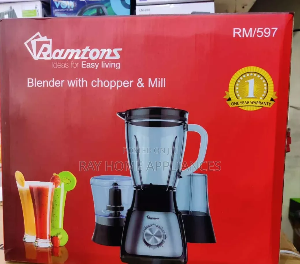 Ramtons 3in1 Blender, Chopper and Grinder Stainless Steel Body RM597