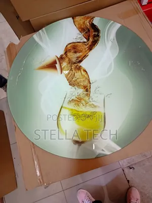 2 in 1 Glass Effect Circular Coffee Table