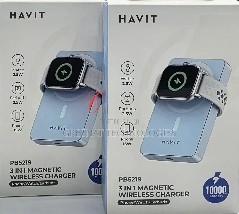 Havit PB5219 3 in 1 10000mAh Magnetic Wireless Charger Power Bank 20W