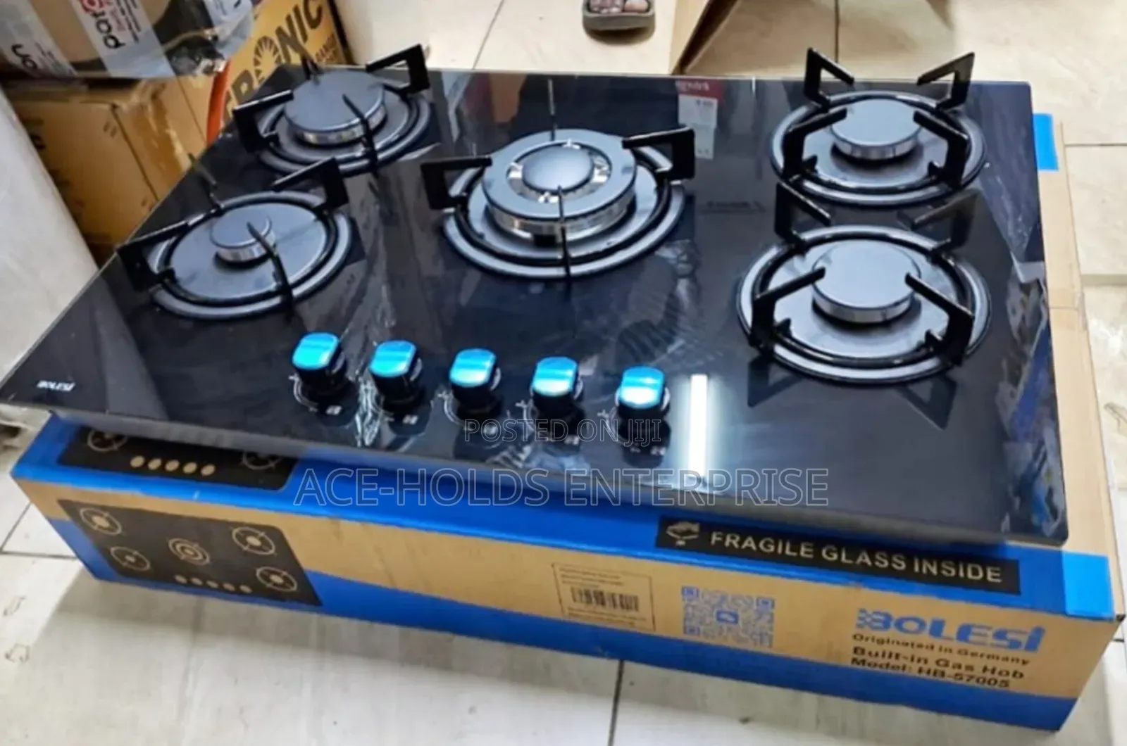 Bolesi Built-in 5 Burner Full Gas Tempared Glass Top Cooker