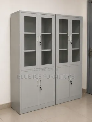 Steel Filing Office Cabinet With Glass Doors