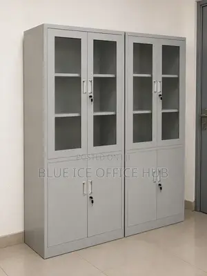 Steel Filing Office Cabinet With Glass Doors