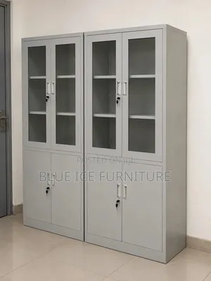 Steel Filing Office Cabinet With Glass Doors