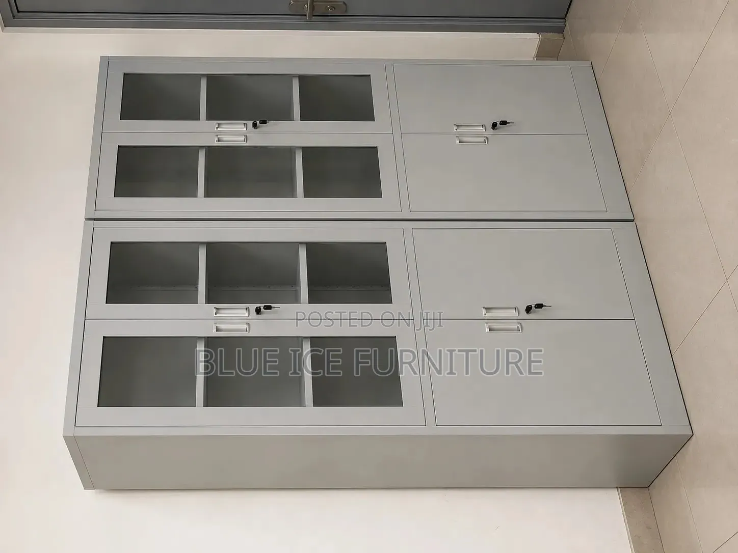Steel Filing Office Cabinet With Glass Doors