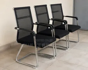 Black -Modern Waiting Chair With  Metallic Armrests
