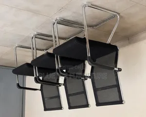 Black -Modern Waiting Chair With  Metallic Armrests