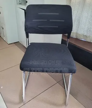 Armless Black Mesh Visitor Office Chair With Chrome Cantilever Frame