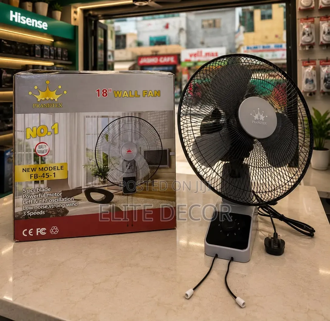 Prandtex 18-Inch Wall Fan FB-45-1 – Powerful 5-Blade Cooling Fan