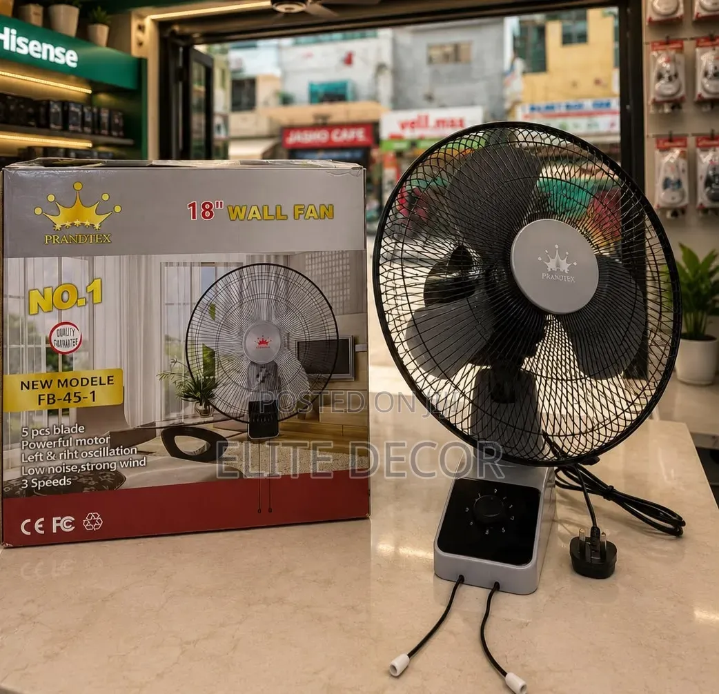 Prandtex 18-Inch Wall Fan FB-45-1 – Powerful 5-Blade Cooling Fan