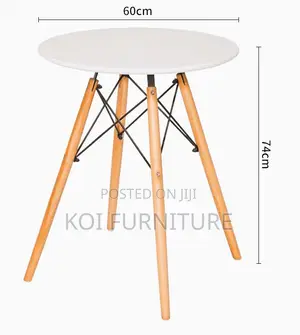 Home Tables; Round Eames Dining Table With Wooden Legs