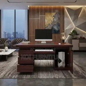 Office Desk; Mahogany Polished 1400mm Executive Home Office Space Desk