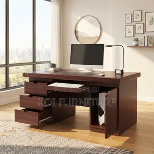 Office Desk; Mahogany Polished 1400mm Executive Home Office Space Desk