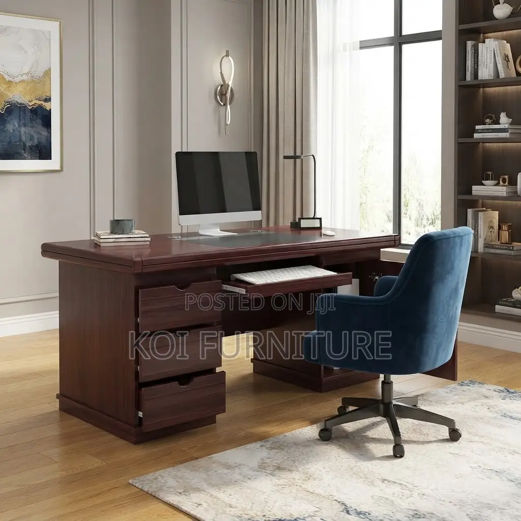 Office Desk; Mahogany Polished 1400mm Executive Home Office Space Desk