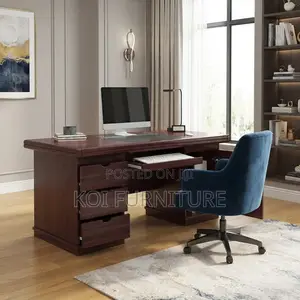 Office Desk; Mahogany Polished 1400mm Executive Home Office Space Desk
