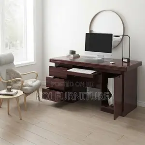 Office Desk; Mahogany Polished 1400mm Executive Home Office Space Desk