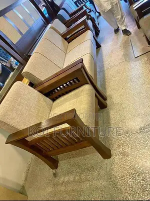 Sofas; Home Office Leater Sofa Set With Mahogany Armrests