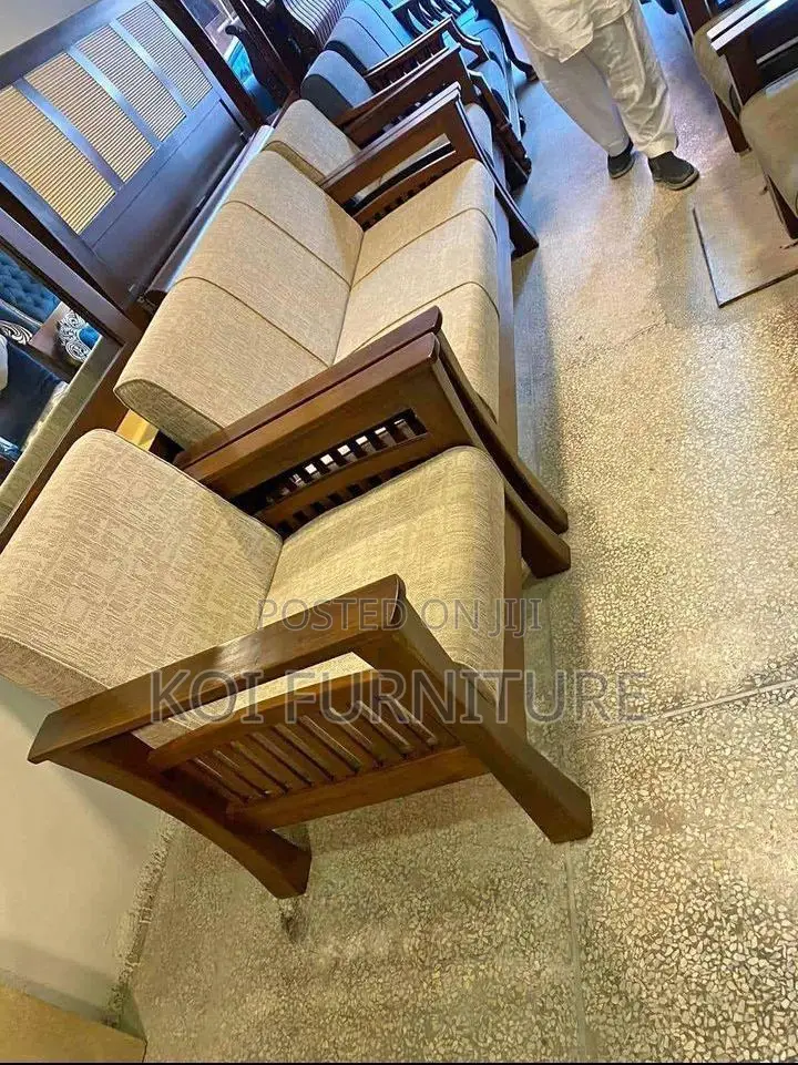 Sofas; Home Office Leater Sofa Set With Mahogany Armrests