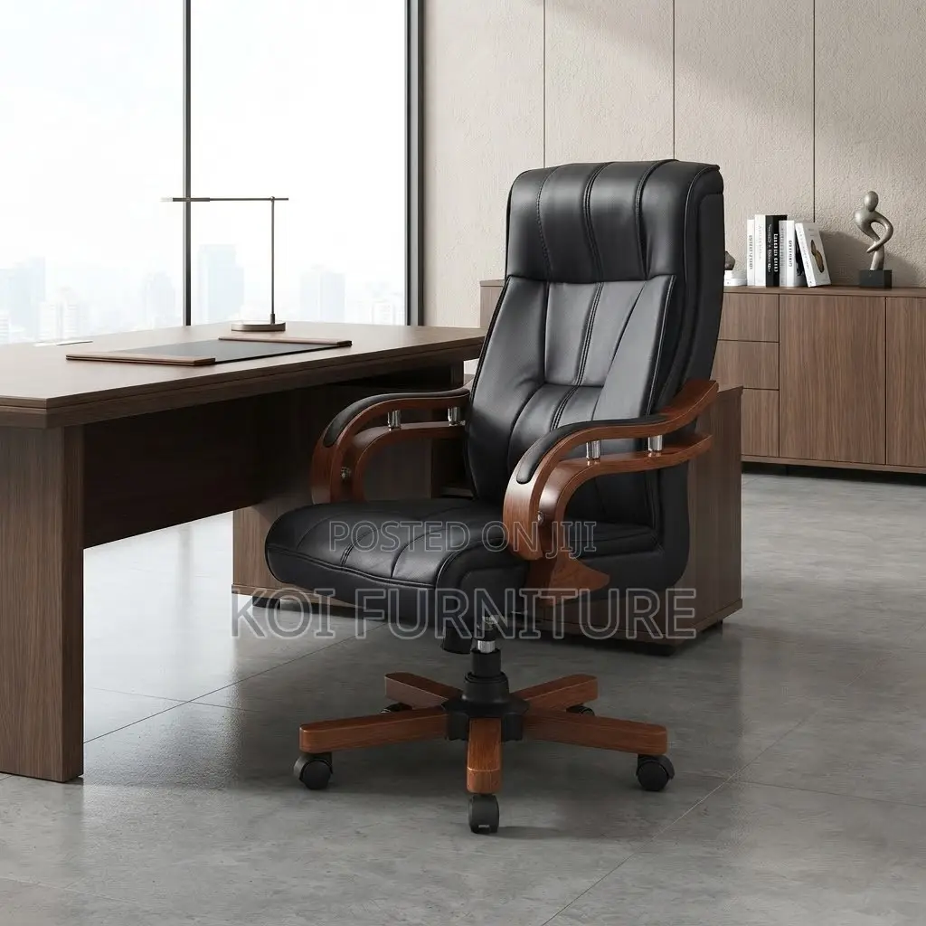 Office Chairs; Executive Leather High Back Adjustable Office Chairs