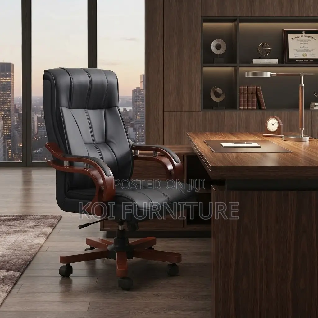 Office Chairs; Executive Leather High Back Adjustable Office Chairs