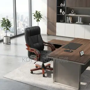 Office Chairs; Executive Leather High Back Adjustable Office Chairs