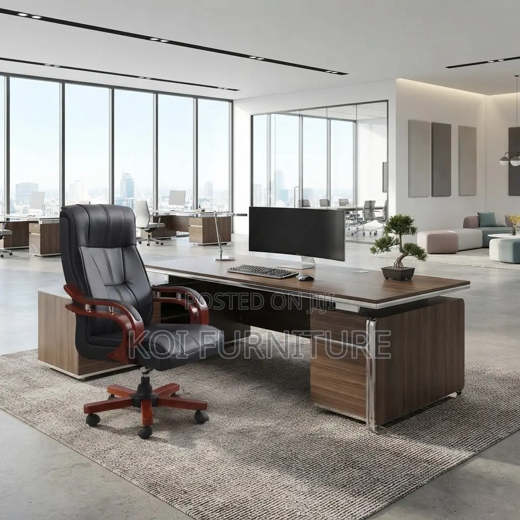 Office Chairs; Executive Leather High Back Adjustable Office Chairs