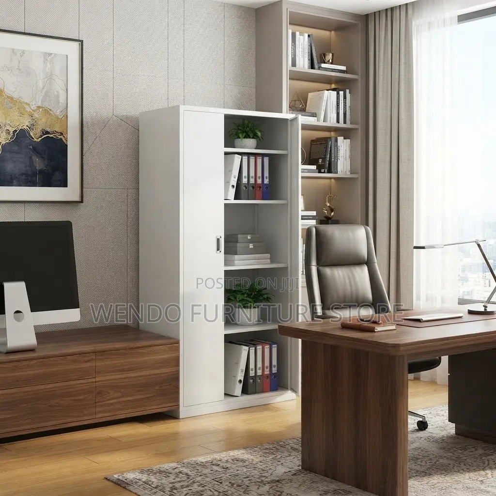 Office Cabinet; Multiple Shelves Lockable Office Cabinet With 2 Doors