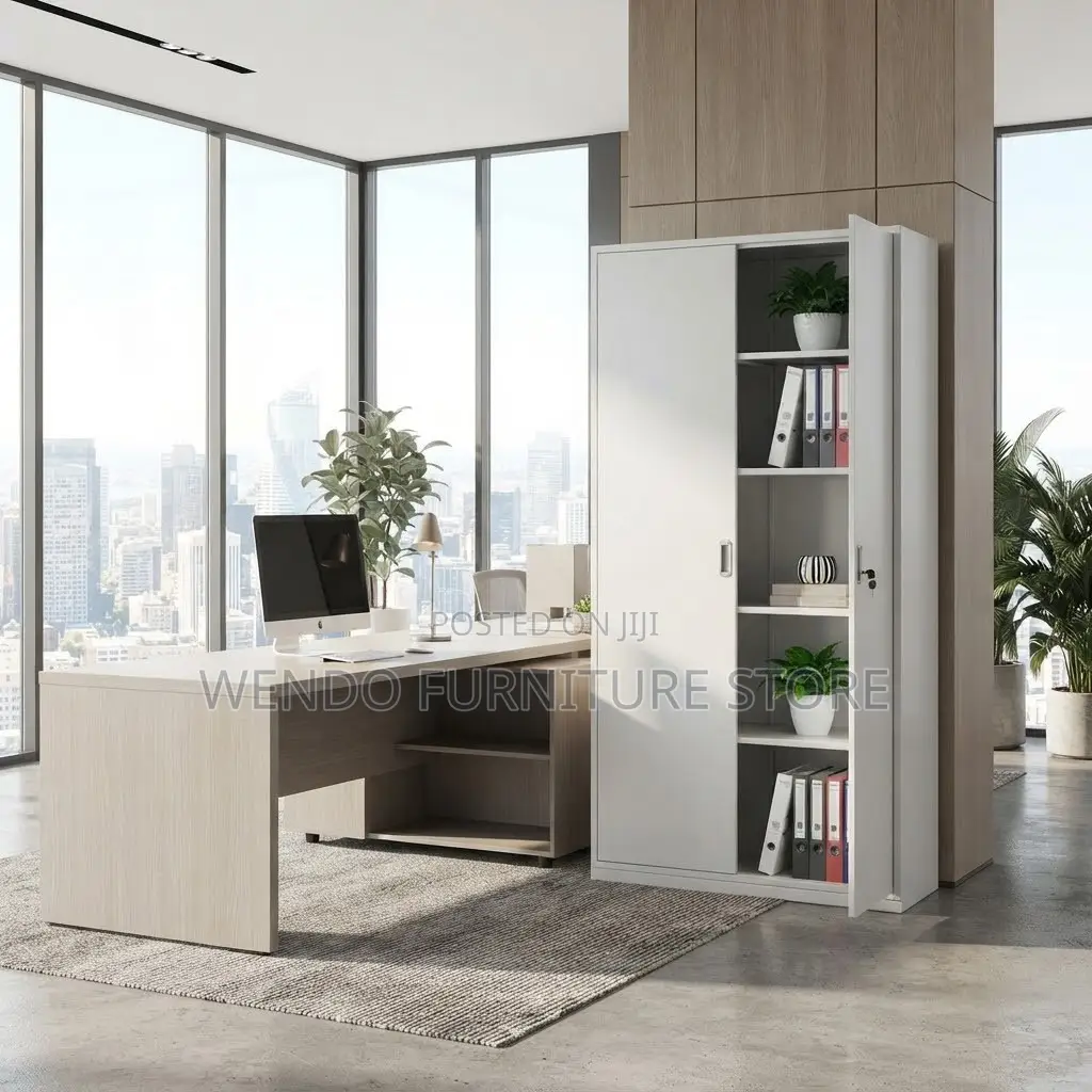 Office Cabinet; Multiple Shelves Lockable Office Cabinet With 2 Doors