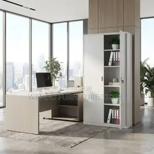 Office Cabinet; Multiple Shelves Lockable Office Cabinet With 2 Doors