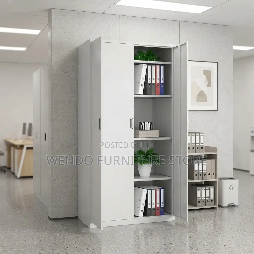 Office Cabinet; Multiple Shelves Lockable Office Cabinet With 2 Doors