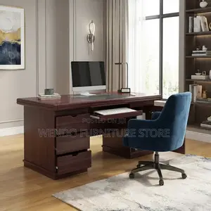 Office Desk; Executive 1400mm Glossy Mahogany Desk