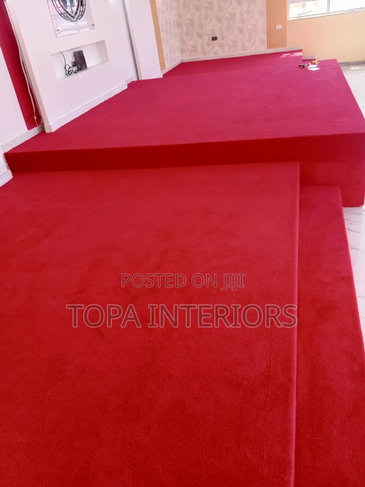 Fluffy Praise and Worship Area Premium Church Wall to Wall Red Carpets