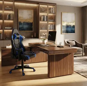 Office Chairs; Blue-Black Ergonomic Swivel Office Leather Gaming Chair