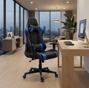 Office Chairs; Blue-Black Ergonomic Swivel Office Leather Gaming Chair