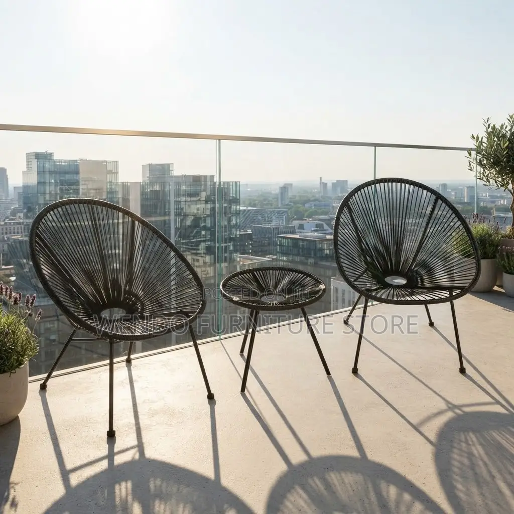 Dining Set; Round Black Two Seaters Modern Outdoor Seat