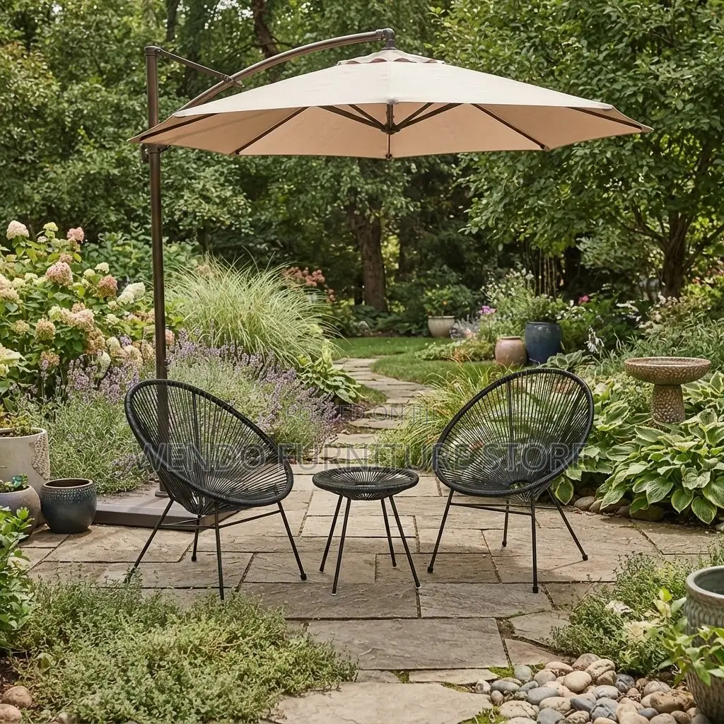 Dining Set; Round Black Two Seaters Modern Outdoor Seat