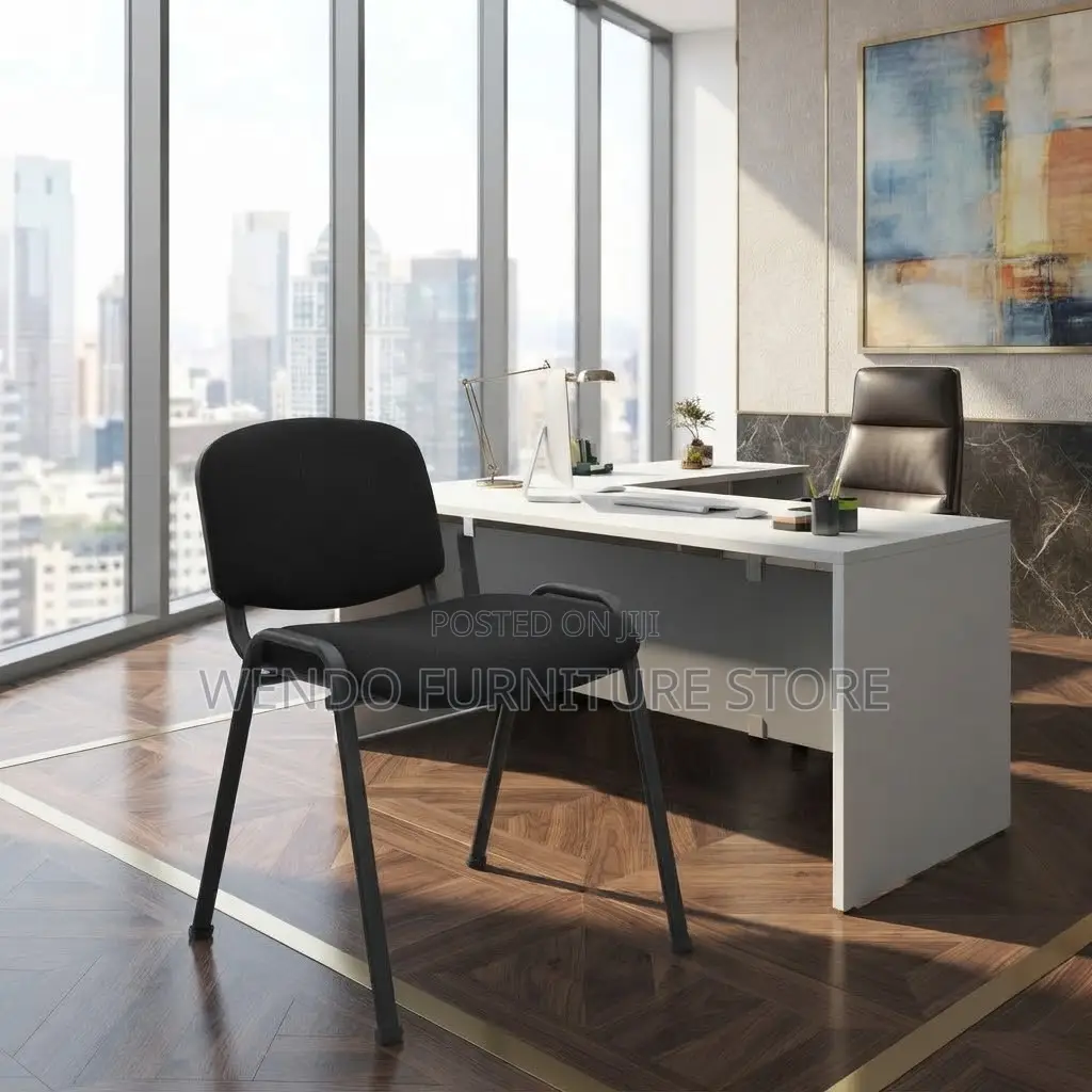 Office Chairs; Black Tosca Fabric Reception Seat