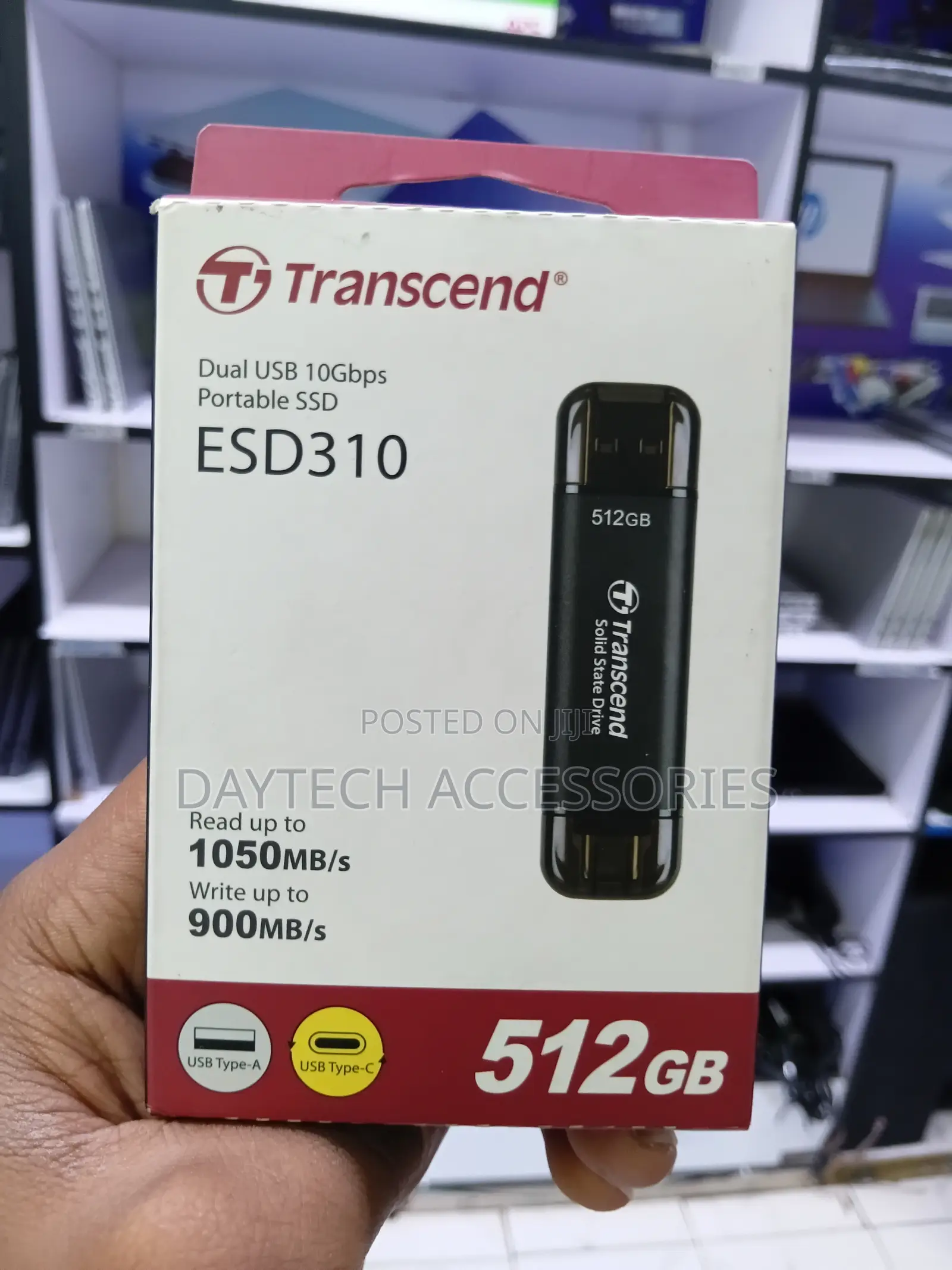 Transcend 512GB ESD310 Portable USB-C/A SSD (Metallic Silver)