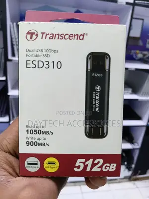 Transcend Esd310 512gb External SSD USB 2-in-1 Type C &Type A.