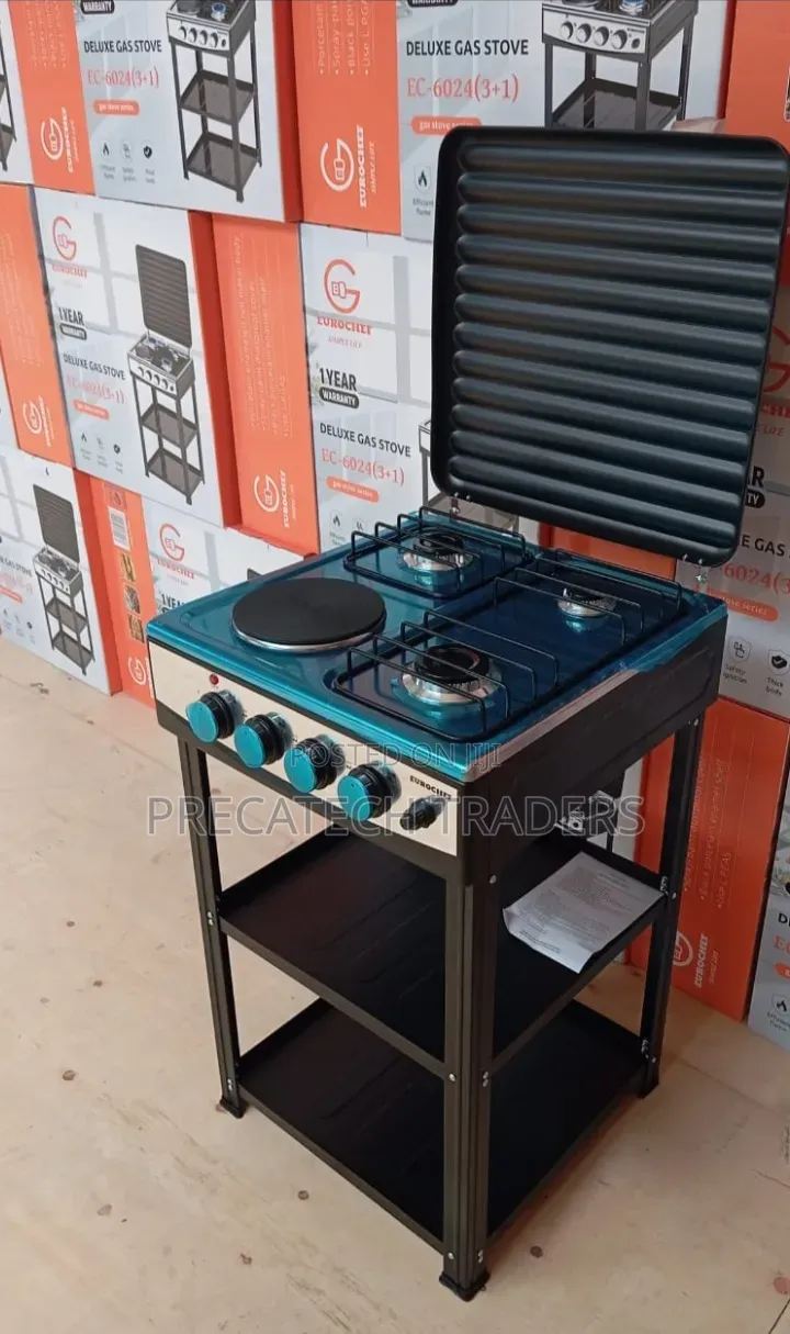 Eurochef 3 Gas + 1 Electric Standing Cooker With Shelves