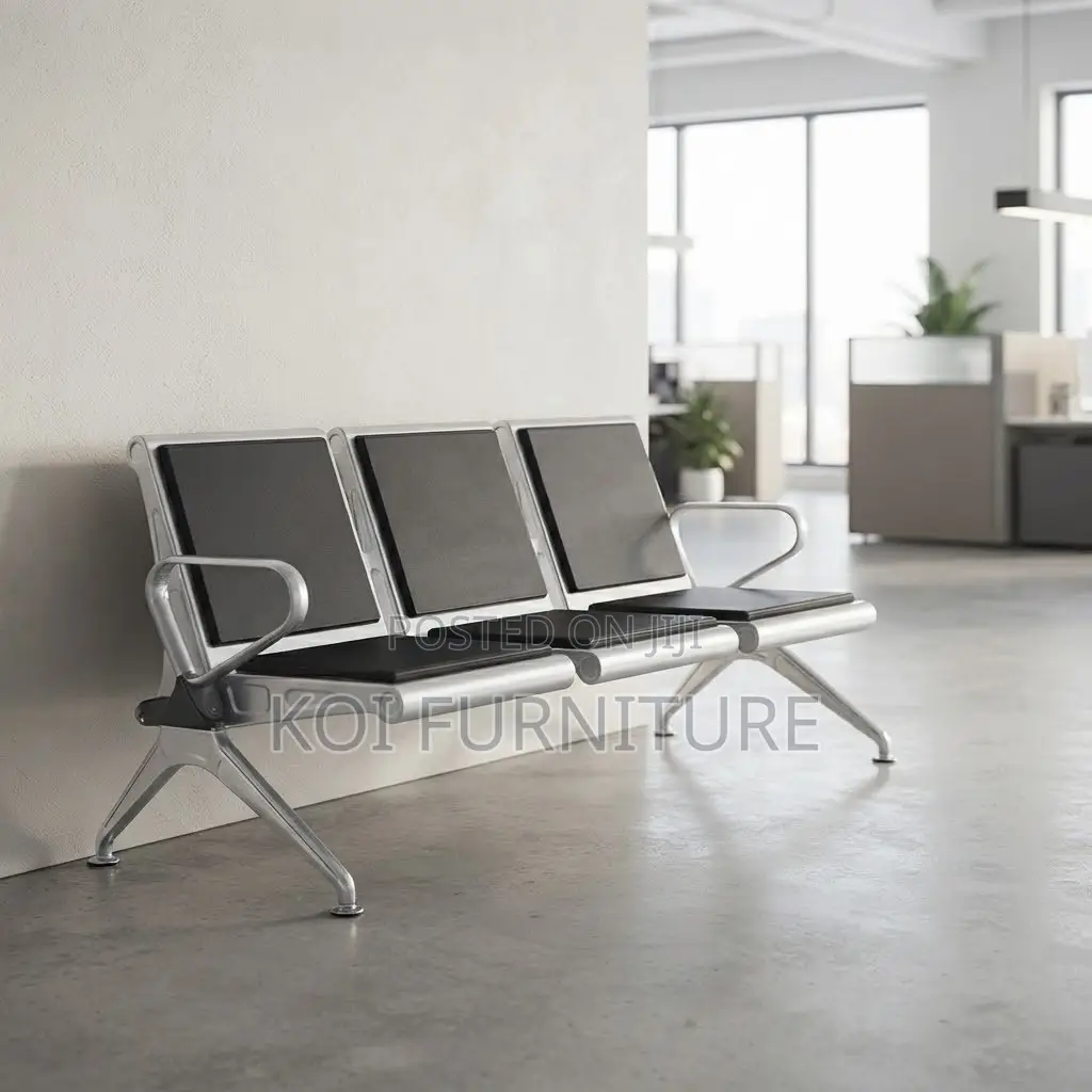 Office Bench; Three Seaters Metallic Supportive Reception Bench