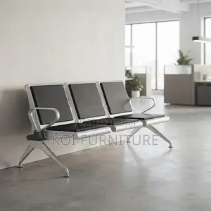 Office Bench; Three Seaters Metallic Supportive Reception Bench